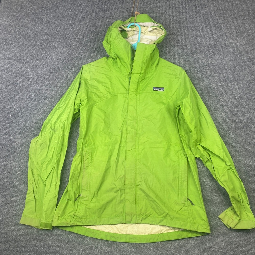 Patagonia Torrentshell Rain Jacket Womens Medium Lime Green H2No Hooded Shell